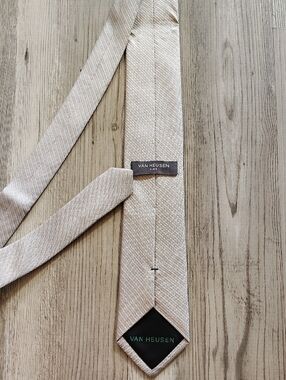 Van Heusen Beige Woven Silk-Blend Tie